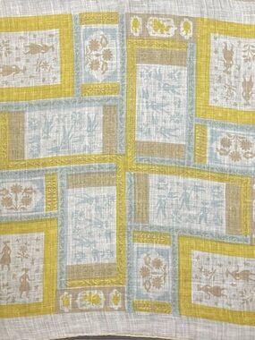 Vintage 50s Tammis Keefe Linen Cotton Sxarf 15 In Sq Poor Condition